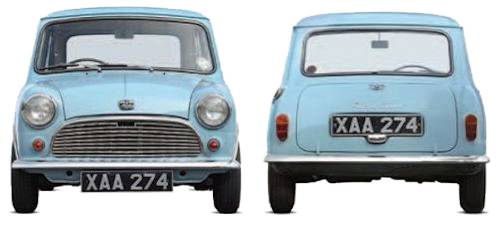 Austin Mini Seven front and rear view