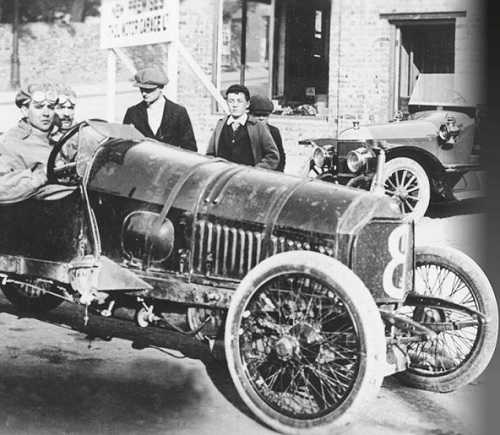 W.O. Bentley at the wheel of his DFP car, 1914