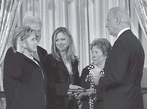 Hillary Rodham Clinton left being sworn in as secretary of state