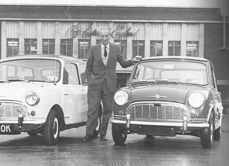 Sir Alec Issigonis and two world-famous Mini